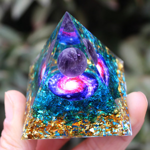 <b>Crystal</b> <b>Chip</b> Pyramid Resin Epoxy Craft Desktop Ornament Blue Glazed Whirlwind Home Decoration Collectible Gift - Product Image 2