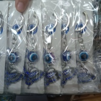 Llavero con ojo de demonio y cuentas de ojo azul variadas, colgante de búho para bolso, joyería de ojo azul