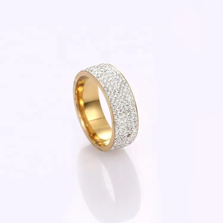 Crystal Full Diamond Rings Stainless Steel Rhinestone Couple Ring Gold Plated Women Fashion Valentine's Day Jewelry Anillo