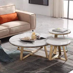 Modernes Wohnzimmer High End Abstract Style Metall möbel 3 Stück Couch tisch Set