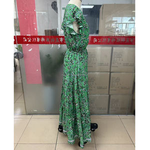 Robes maxi à volants à imprimé floral vert personnalisées pour femmes <span class=keywords><strong>Robe</strong></span> à volants pour femmes - Product Image 6