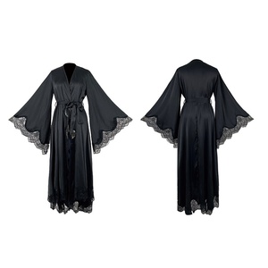 <span class=keywords><strong>Vestaglia</strong></span> da Sposa Elegante in <span class=keywords><strong>Raso</strong></span> Nero e Bianco con Pizzo, Lussuosa <span class=keywords><strong>Vestaglia</strong></span> Lunga con Maniche a Campana, Sexy e Traspirante - Product Image 5