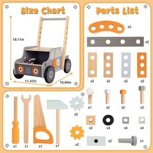Nouveau banc de travail pour enfants, banc d'outils, activité pour tout-petits, marcheurs en bois, apprendre bébé, pousser, marcheur, jouets avec jeu d'activité - Product Image 6