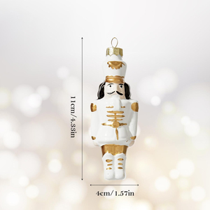 WDS WONDROUS Boule de Noël Soldat <span class=keywords><strong>Casse</strong></span>-Noisette en Verre Blanc et Or, Décoration de Fête Fantaisie et Amusante à Suspendre, Cadeau d'Hiver pour Fêtes - Product Image 5