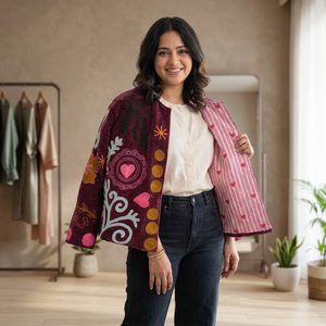 Veste en velours Suzani pour femmes avec broderie florale faite à la main, manches longues, vêtements d'extérieur d'hiver pour la vente en gros B2B - Product Image 1