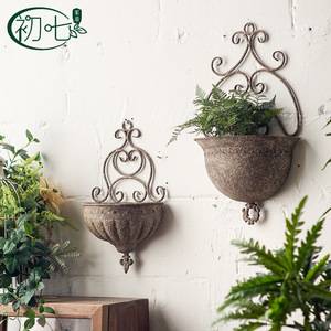 Pot de fleurs mural vintage, décoration de jardin extérieur, support de plantes en fer rétro pour l'affichage de la verdure à la maison - Product Image 4
