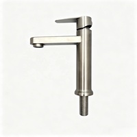 Robinet de lavabo de salle de bain moderne en acier inoxydable 304, mitigeur monocommande à poser, finition brossée naturelle