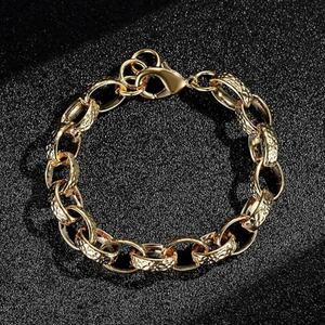 Pulsera JXX Chapada en Oro con Eslabones Estilo Gitano y Piedras, Longitud Ajustable, Diseño de Cadena Elegante, Joyería Sofisticada - Product Image 4