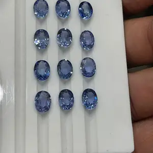 超优质蓝宝石椭圆形切割宝石，用于制作校准蓝宝石松散蓝宝石