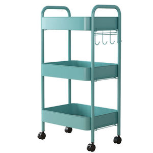Chariot de rangement multi-niveaux avec roulettes pour cuisine, salle de bain, chambre à coucher, étagère portable, chariot à 3 paniers en maille - Product Image 5