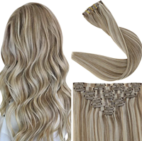 Extensions de cheveux à clips invisibles doublement étirées, alignées sur les cuticules, 100 % cheveux humains vierges bruts, épaisses et sans couture, pour la vente en gros