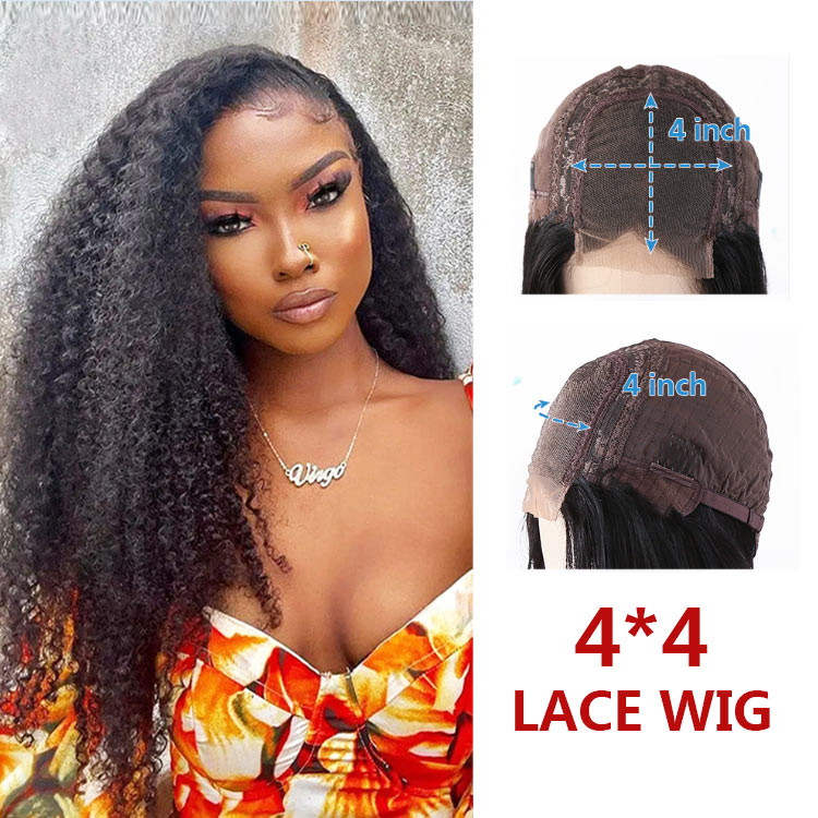 4*4 Peluca de encaje-rizado