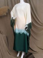 Robe longue abaya en satin ombré pour femme, manches chauve-souris, franges à pampilles, dégradé de couleurs, kaftan musulman, robe islamique modeste, plusieurs couleurs