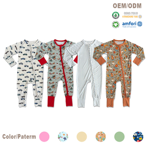 Pijama Enterizo de Bambú Orgánico con Cremallera para Bebé, Ropa de Recién Nacido, Pijama Personalizado de <span class=keywords><strong>Jersey</strong></span> Sostenible para Bebé - Product Image 1