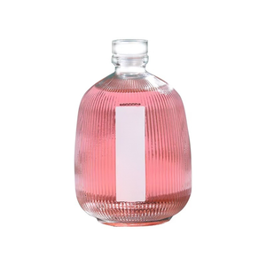 Botella de bebida de vidrio transparente de 375ml, tapa de corcho, serigrafía plana de flor de melocotón para licor jugoso, vino, <span class=keywords><strong>whisky</strong></span>, Vodka, Tequila - Product Image 6