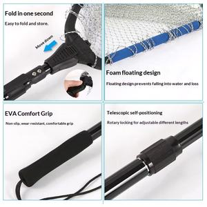 Épuisette flottante Luya en alliage d'aluminium télescopique portable pliable de conception triangulaire qui ne blesse pas les poissons, épuisette géante pour poissons - Product Image 2