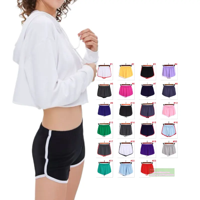 Wholesale OEM Logo Embroidered Stretchy Yoga Shorts Elastic Waist Gym Hip Women Sports Shorts Plain Dyed Booty Shorts For women