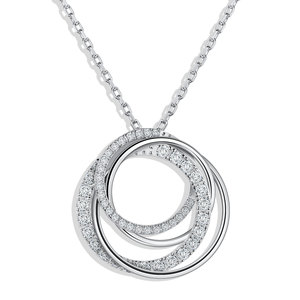 Colliers pendentifs cercle 4 générations, bijoux fins, chaîne en argent S925, diamant créé, moissanite, pour femme, R.GEM. - Product Image 1