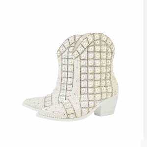 Femmes automne hiver nouveau court épais perle strass grande taille Zip plat cheville chausson hauteur augmentant mode passerelle chaussures - Product Image 5