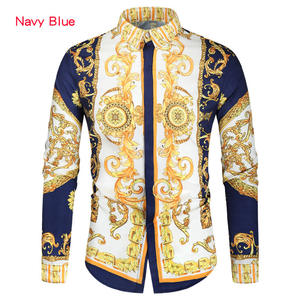 <span class=keywords><strong>Camisa</strong></span> Casual de Moda para Hombre, Manga Larga, Cuello de Solapa con Botones, Estampado Retro Rojo, Estilo Slim Fit, Primavera-Otoño - Product Image 6