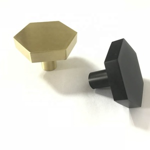 Aluminum Hexagon Cabinet Solid <strong>Knobs</strong> <strong>Gold</strong> Brush Pull <strong>Knob</strong> for Dresser <strong>Drawer</strong> - Product Image 1