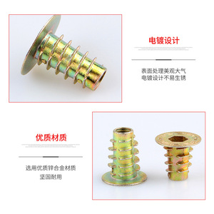 Zinc Alloy Furniture <b>Bolt</b> Flanged Hex Socket 6x15 8x20 For Soft Bed Wood Fastener Right Hand Thread Modern Design - Product Image 1