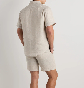 Custom <strong>Men's</strong> Pure <strong>Linen</strong> Striped Short Sleeve Vacation <strong>Shirt</strong> Lightweight Breathable Wrinkle Resistant Button Casual OEM - Product Image 3