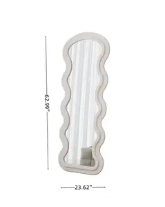 Espejo de Pie de Cuerpo Entero con Marco de Franela para Dormitorio y Sala de Estar, para Colgar o Apoyar en la Pared, Color Blanco - Product Image 5