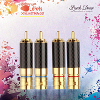 Connecteur RCA mâle, adaptateur de câble jack, noir, fibre de carbone, contact en cuivre plaqué or/rhodium, type trois cercles, audio 9 mm