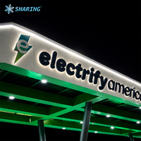 Letrero Tipo Totem Personalizado para Cargador de Vehículos Eléctricos, Iluminado, en Forma de Pin, para Estaciones de Servicio Comerciales