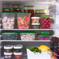 Vente chaude Ensemble de 17 pièces Boîte de rangement pour fruits en plastique Transparente avec couvercle Scellé pour réfrigérateur
