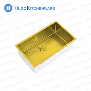 304 thép không gỉ <span class=keywords><strong>10</strong></span> inch sâu duy nhất Bát Bồn Rửa Nhà Bếp 16/18 Đo 32*19 inch Kích thước Vàng kết thúc - Product Image 3