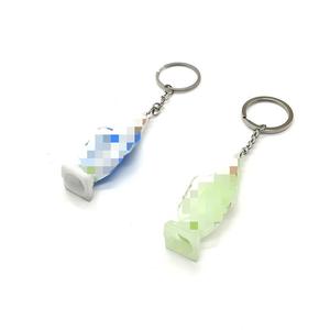 Fluorescent Green And White <b>Plastic</b> Keychain Irregular Shape Light Weight Gift For Travel Jewelry Ornament - Product Image 1