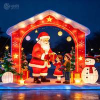2027 Weihnachtsmann-Lichtskulptur, Große Outdoor-LED-Zahlen-Festivallaterne, Feiertagsdekoration für Platzgestaltung