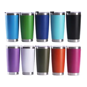 20oz Tumbler Double Wall Wine Glass Stainless Steel Thermal Cups 20 oz Insulated Coffee Beer Travel Tumbler Cups Glass With Lid
