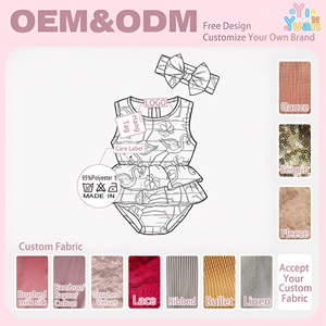 Conjunto de Ropa Casual de Verano para Bebé Niñ<span class=keywords><strong>a</strong></span> Recién Nacida: Pelele sin Mangas con Volantes, Estampado Floral de Flamencos y Animales, con Diadema de Lazo - Product Image 2