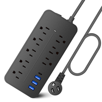 Stop Kontak Ekstensi General Electric 4 Lubang Colokan UK dengan 3 Port USB A Bahan ABS untuk Penggunaan Rumah dan Kantor