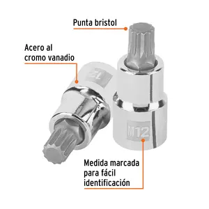Juego de llaves de vaso de punta corta BOX 6 M12 Bristol, accionamiento de 1/2 pulgada, TRUPER - Product Image 2
