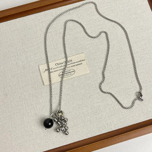 Collier en pierre naturelle en forme de grappe de raisin, favori des influenceurs |   Chaîne de pull longue polyvalente au design tendance pour femmes - Product Image 5