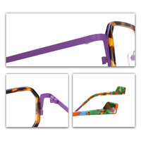 Gafas de Diseño de Lujo, Coloridas, de Acetato con Metal, Montura Cuadrada, Modernas