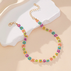 Collar de Cuentas de Semillas de Flores Coloridas, Hecho a Mano, Estilo Bohemio, Joyería para Fiestas, Origen Yiwu AXL-0055C - Product Image 4