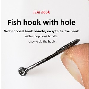 Hameçon à dos courbé en acier au carbone à longue tige pour la pêche à la carpe européenne, avec tube intégré pour la pêche à la mouche (<span class=keywords><strong>nymphe</strong></span>, hair rig) - Product Image 3