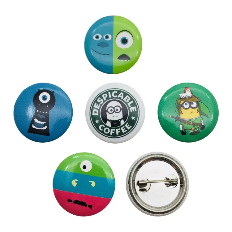 Pin de botão de alta qualidade logotipo personalizado em forma redonda Pin de botão com Pin de segurança