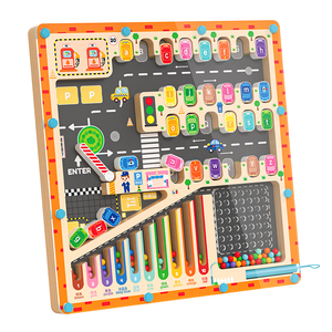 Custom Montessori Children's Wooden Alphabet Parking Maze Board Game Educational Parent-kids Interactive Learning Toys for Ages - Product Image 1