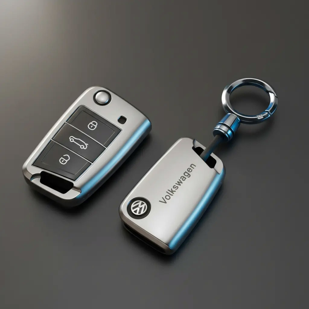 Model b metal gray key case-convenient lanyard