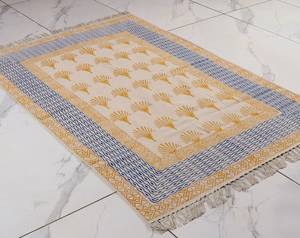 Alfombra Dhurrie de Algodón Estilo Azteca Indio, Impresa a Mano, Alfombra Boho para Decoración del Hogar - Product Image 1