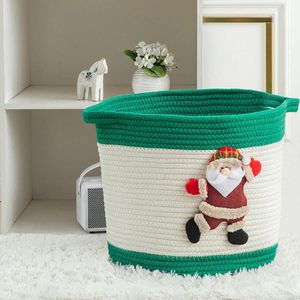 Amaz0n Cesta <span class=keywords><strong>de</strong></span> tendencia <span class=keywords><strong>de</strong></span> alta calidad Diseño navideño Cuerda <span class=keywords><strong>de</strong></span> algodón Cesta redonda tejida con asa - Product Image 3
