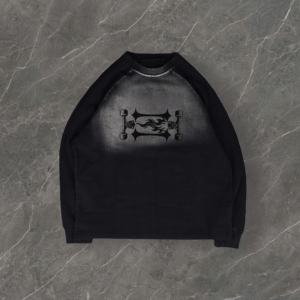 Sudadera Extra Grande de Algodón Vintage con Cuello Redondo para Hombre, Sudadera con Logotipo Personalizado Estampado, Lavada al Ácido - Product Image 3