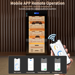 Armoire à cigares de haute qualité à température et humidité constantes avec contrôle WIFI 360 °   Armoire à cigares électrique à refroidissement par air et élimination de l'ammoniac - Product Image 1