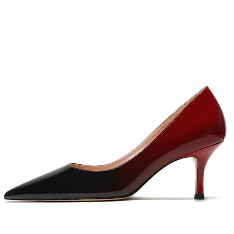 Red black gradient patent leather